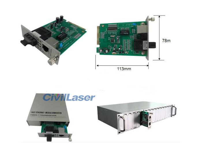 100M Card Type Singal-mode Double Fiber SC Fiber Media Converter